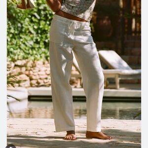 NWT Rouje Thierry Pants Cotton Linen Blend White FR38